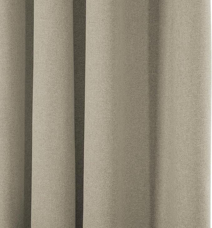ChadMade 100% Blackout Window Drapes for Living Room, Rod Pocket Back Tab Hook Belt Flat Hooks Curtains for Bedroom Living Room Privacy Protect Curtains, Natural, 2 Panels, 50 W x 168 L Inch