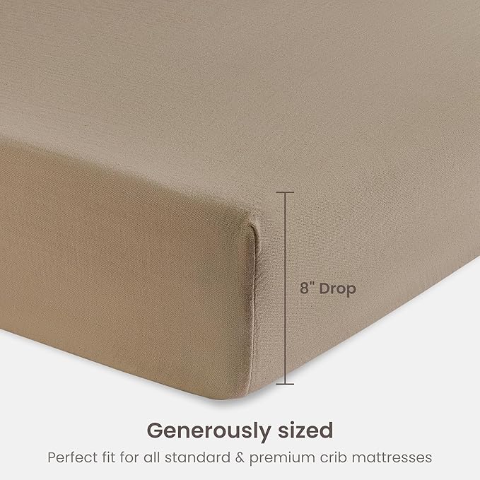 Bioweaves Organic Cotton Muslin Crib Sheet, GOTS Certified Fitted Crib Mattress Sheet, Extra Soft & Breathable for Toddler, Baby Boys & Girls, 52" x 28”, 8 Inch Pocket, Irish Cream