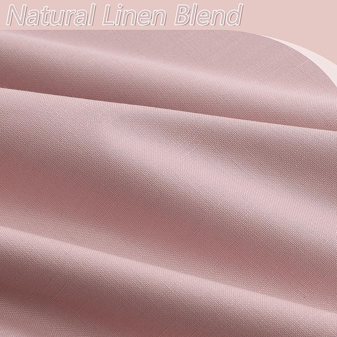 Guken 100% Blackout Linen Curtains 72 Inch 2 Panels Set for Girl's Bedroom, Living Room, Nursery, Back Tab Thermal Insulated Black Out Drapes Room Darkening, Pink