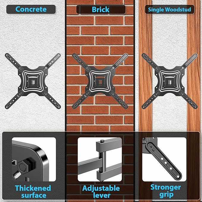 Full Motion TV Wall Mount,Swivel Tilt Extension with Articulating Arms,Tvs Brackets for Wall Mount with VESA 400x400mm up to 66lbs Max,Universal TV Mount for 19-55 inch LED Monitors Flat Screen.