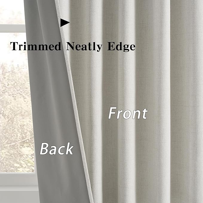 RAIN CITY Natural Birch Blackout Curtains 100 Inch Long 2 Panels Set, Back Tab Track Curtain for Living Room Floor to Ceiling Length Light Blocking Pleated Window Drapes 50x100