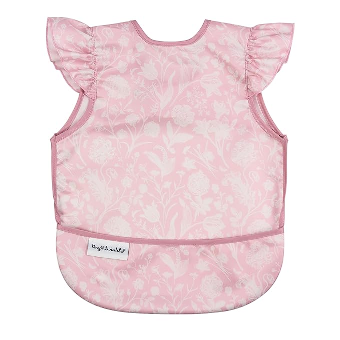 Tiny Twinkle Mess Proof Baby Bib for Girls | Waterproof Toddler Bib for Eating | Baby Apron for Feeding | Machine Washable | Perfect Shower Gift (Toile, 6–24M)