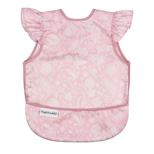 Tiny Twinkle Mess Proof Baby Bib for Girls | Waterproof Toddler Bib for Eating | Baby Apron for Feeding | Machine Washable | Perfect Shower Gift (Toile, 6–24M)