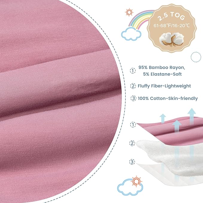 ZIGJOY Shark-Fin Transitional Swaddle for Newborn - 2.5 Tog Rayon Made from Bamboo Transition Swaddle Sleep Sack 6-12 Months Baby Arms Up Swaddle Blanket with 2-Way Zipper, Purple