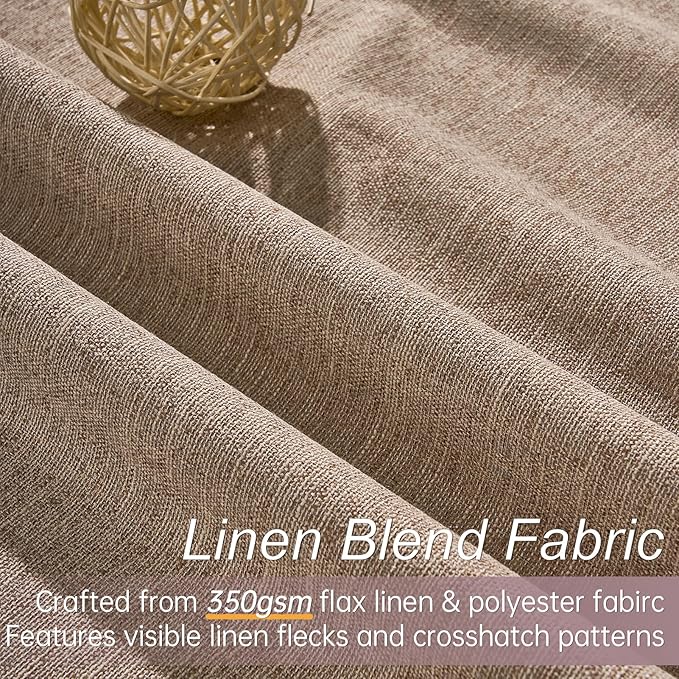 Topfinel Extra Long Total Blackout Linen Curtains 108 Inches Long for Living Room Large Window with Hooks Rings, Pinch Pleated Cold Blocking Acoustic Heavy Taupe Track Curtains 2 Panels 9 FT