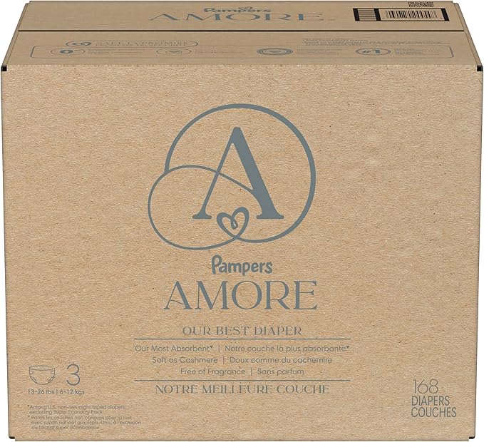 Pampers Amore, Size 3 (13-26 lbs), 168 Count, Our Best Diaper