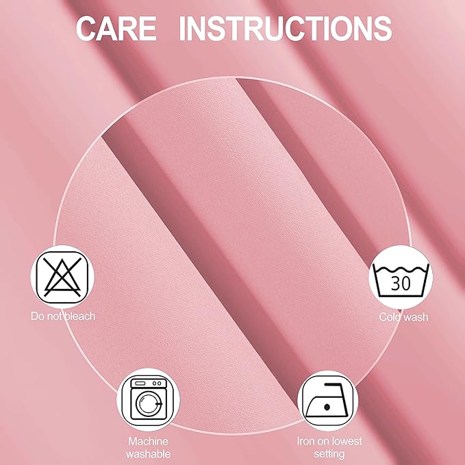 LEMOMO 100% Blackout Curtains 52 x 72 Inch/Pink Curtains 2 Panels with Black Lining Room Darkening Thermal Insulated Bedroom Curtains