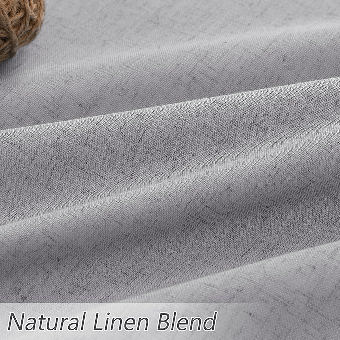Guken Grey 100% Blackout Curtains 108 Inch Length 2 Panels Set for Living Room Bedroom Back Tab Thermal Insulated Black Out Linen Drapes Room Darkening Window Curtains 52x108
