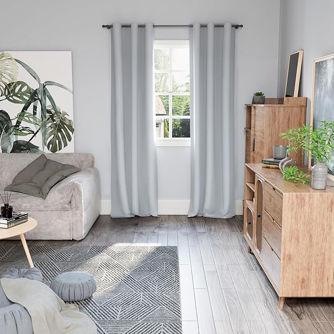 BGment Blackout Curtains for Bedroom 84 Inch Length 2 Panels Set, Thermal Insulated Bedroom Curtains Soundproof Room Darkening Window Curtain Drapes, Each Grommet Curtains 42 Inch Wide, Light Grey