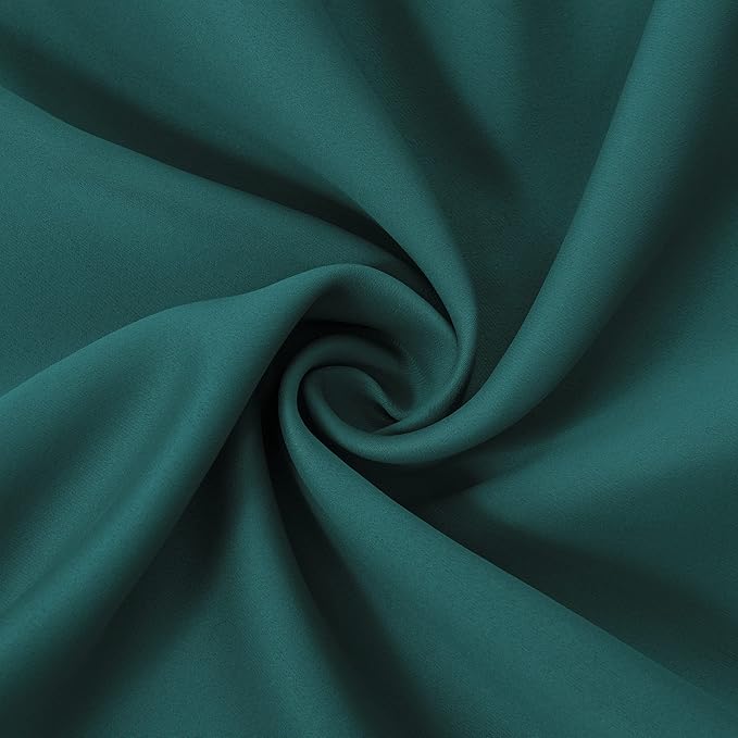 LEMOMO 100% Blackout Curtains 52 x 72 Inch Sea Teal Curtains 2 Panels Darkening Thermal Insulated Bedroom Curtains