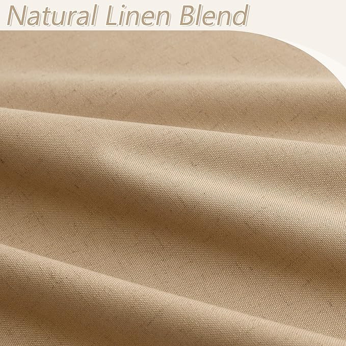 Guken 100% Blackout Linen Curtains 108 Inch Length 2 Panels Set for Living Room Bedroom Back Tab Thermal Insulated Black Out Linen Drapes Room Darkening Window Curtains,Camel Brown