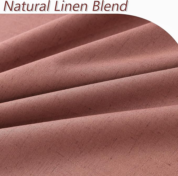 Guken 100% Blackout Curtains 96 Inch Length 2 Panels Set for Girls Bedroom Back Tab Thermal Insulated Black Out Linen Drapes Room Darkening Window Curtains 96 Inches Long,Dusty Rose