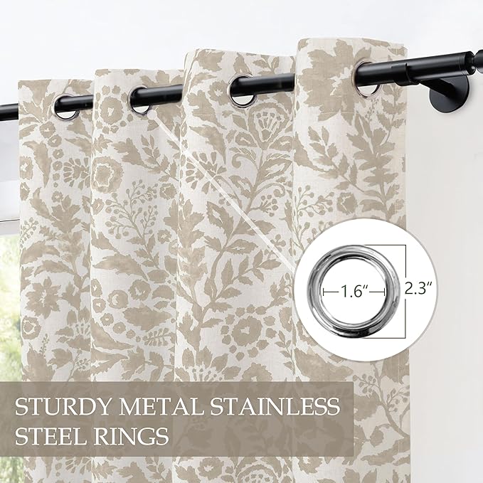 DriftAway Julia Watercolor Blackout Room Darkening Lined Thermal Insulated Energy Saving Window Curtains 2 Layers 2 Panels Each Size 52 Inch by 84 Inch Camel Beige