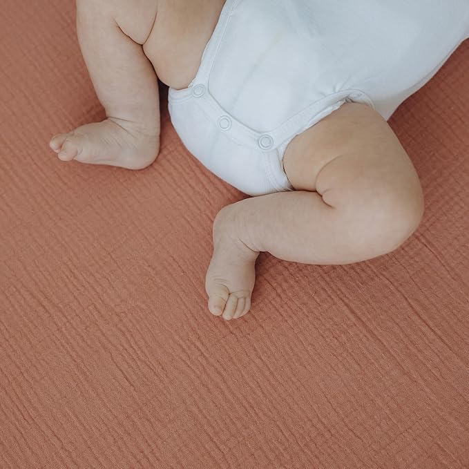 Dreamology Pack and Play Sheets,Mini Muslin Crib Sheet,2 Pack,100% Cotton Crib Sheets,Soft,Breathable,Mini Crib Sheets Fitted,Girls,Boys,Pack n Play Sheets Fitted,24x38 Mini Crib Sheet | Rose,Pink
