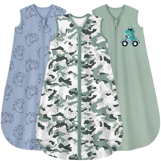 Yoofoss Baby Sleep Sack 18-24 Months Wearable Blanket for Babies 100% Organic Cotton 2-Way Zipper TOG 0.5 Toddler Sleeping Sack 3 Pack, Comfy Lightweight Sleep Sacks