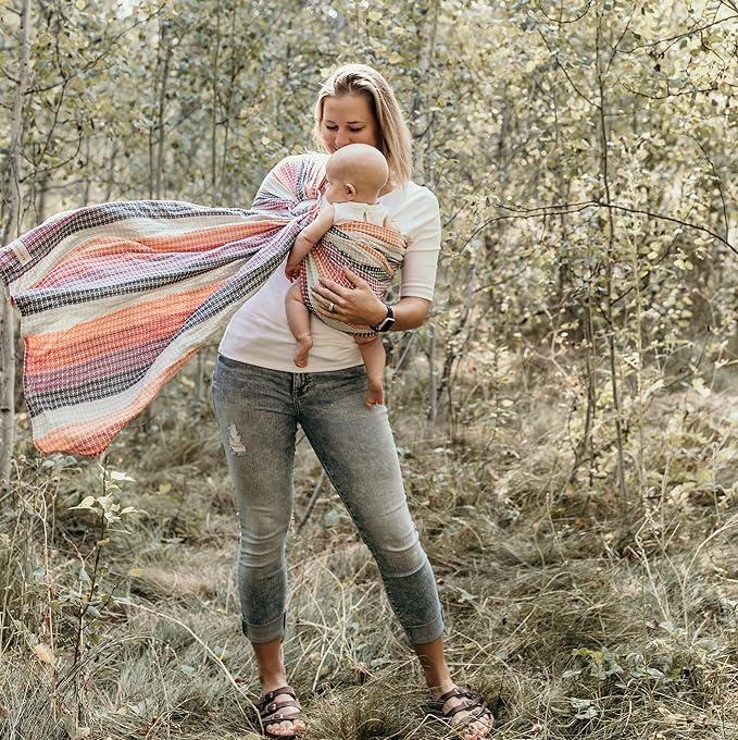 Hip Baby Wrap - Baby Carrier for Infants & Toddlers - Cotton Sling for Nursing, Baby Shower Gifts - Comfortable for Babies 8-35 lbs - Valentine Gifts for Her for Valentines Day - Rainbow Honeycomb