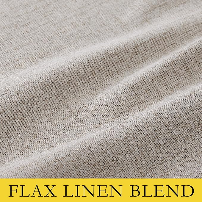 NICETOWN Natural Linen Blackout Curtain 52 x 80 inch Panels: Full Bedroom Blackout, Thick Insulated Classic Rod Pocket Back Tab Draperies with Thermal Insulated Liner for Windows(Set of 2)