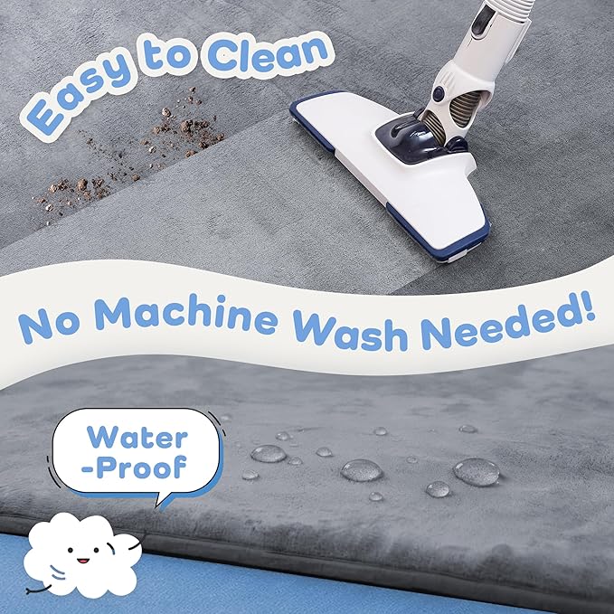 1.3" Thick Baby Floor Play Mat 50x74, Basic Padded Foam Mat for Tummy Time Crawling, Non Slip Cushioned for Babies Toddlers Infants Kids (Dark Grey)