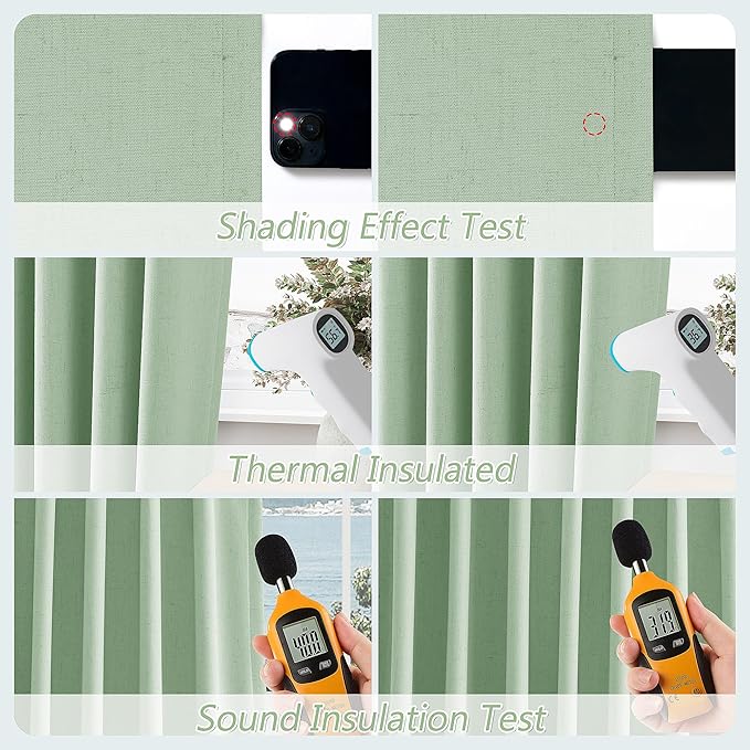 Guken 100% Blackout Curtains 84 Inch Length 2 Panels Set for Living Room Bedroom Back Tab Thermal Insulated Black Out Linen Drapes Room Darkening Window Curtains 84 Inches Long,Aqua Green