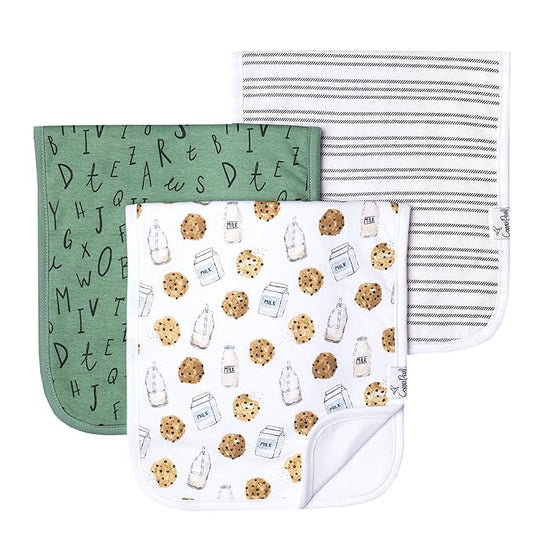 Copper Pearl Premium Baby Burp Cloths - 3-Pack Large Cotton Burp Cloths, Extra Soft Spit Up Rags with 3 Absorbent Layers, Perfect for Baby Boy and Baby Girl Gifts (21" x 10" Size, Chip Set)