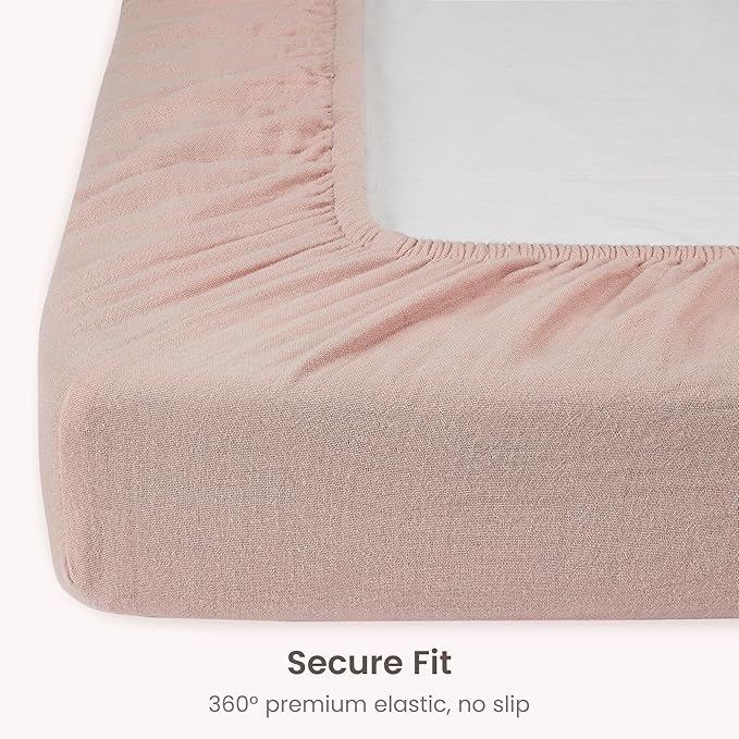 Bioweaves Organic Cotton Muslin Crib Sheet, GOTS Certified Fitted Crib Mattress Sheet, Extra Soft & Breathable for Toddler, Baby Boys & Girls, 52" x 28”, 8 Inch Pocket, Dusty Pink