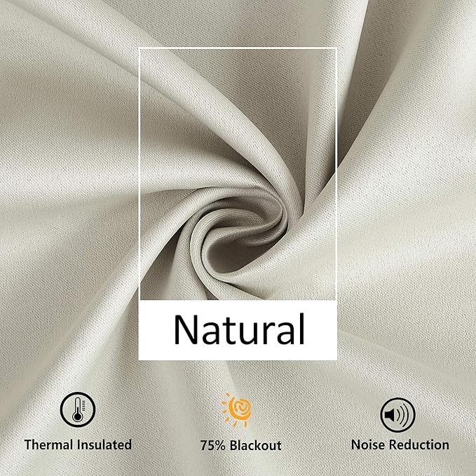 Treatmentex Pom Pom Curtains for Bedroom Windows 84 inch Energy Efficient Thermal Insulated Living Room Darkening Curtain Panels for Kitchen Nursery Room Ivory 52" w x2 Panels Rod Pocket