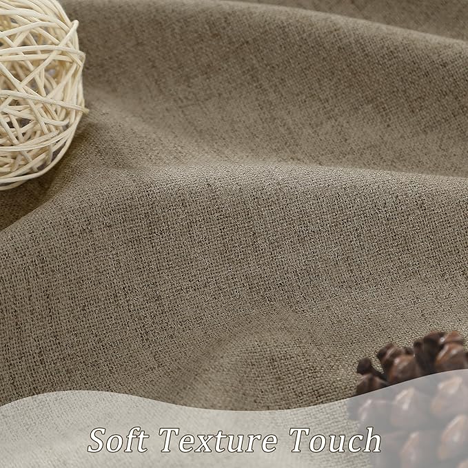 Linen Brown Blackout Doorway Curtains 2 Panels Set,Back Tab Pleated Curtains Hidden Tab with Hooks,Energy Efficinet Linen Polyester Blend Drapes for Bedroom Modern Classic W50xL80 Linen Brown