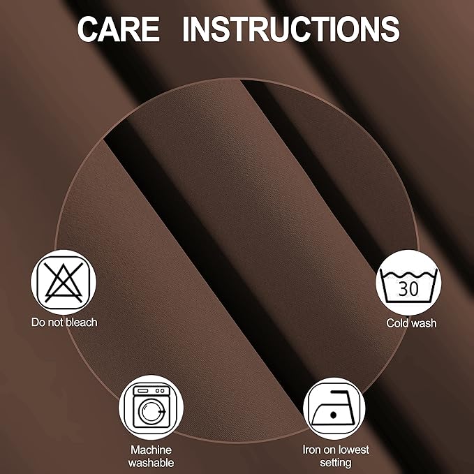 LEMOMO Chocolate Brown Thermal Blackout Curtains/40 x 72 Inch/Set of 2 Panels Room Darkening Curtains for Bedroom and Living Room