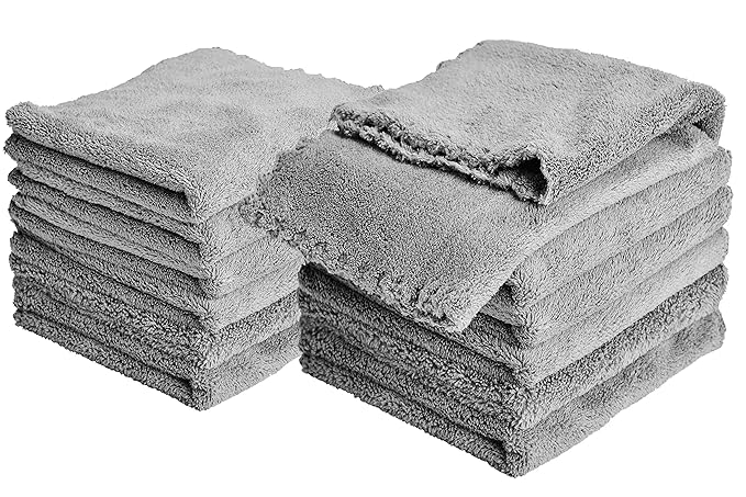 Kyapoo Baby Washcloths 12 Pack 12x12 Inches Microfiber Coral Fleece Extra Absorbent and Soft for Newborns, Infants and Toddlers-Grey