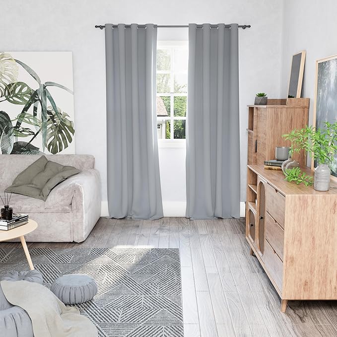 BGment Blackout Curtains for Bedroom 84 Inch Length 2 Panels Set, Thermal Insulated Bedroom Curtains Soundproof Room Darkening Window Curtain Drapes, Each Grommet Curtains 52 Inch Wide, Light Grey