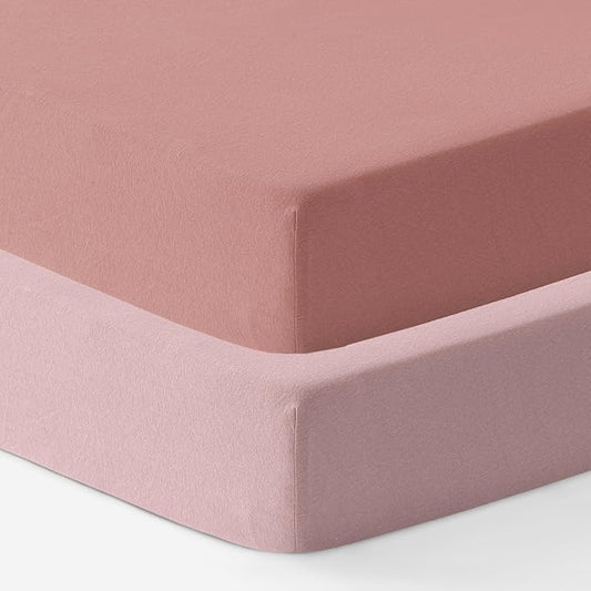Dreamology 24x38 Mini Crib Sheets, 100% Cotton Crib Sheets for Boys,Girls,Crib Mattress Sheets,Pack and Play Sheets, Mini Crib Sheet Fitted | Rose,Dusty Pink