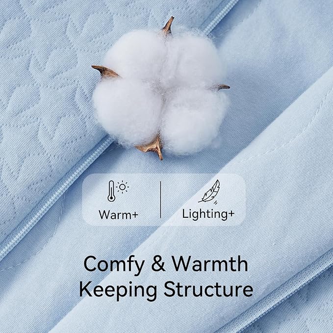 Unnivoll Baby Sleep Sack 6-12 Months TOG 2.5 Winter Baby Wearable Blanket, 100% Cotton Fabric Newborn Infant Sleeping Sack 2-Way Zipper Quilted Baby Sleep Bag, Warm Soft Blue
