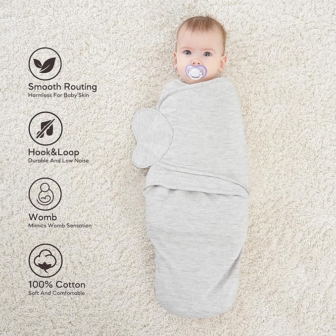 Susurration Swaddles for Newborns, 100% Cotton Baby Swaddle Sleep Sack, with Adjustable Velcro, Breathable and Durable Unisex Swaddle Sleep Sack, 3 Pack