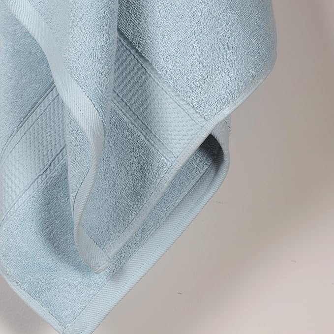 Superior Egyptian Cotton Pile Bath Towel Set of 2, Ultra Soft Luxury Towels, Thick Plush Essentials, Absorbent Heavyweight, Guest Bath, Hotel, Spa, Home Bathroom, Shower Basics, Light Blue