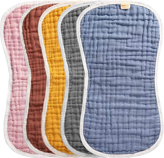 MUKIN Baby Burp Cloths -Burping Cloth Sets for Unisex Perfect for Newborn Burping Rags for Boys and Girls (Multicolored 2)