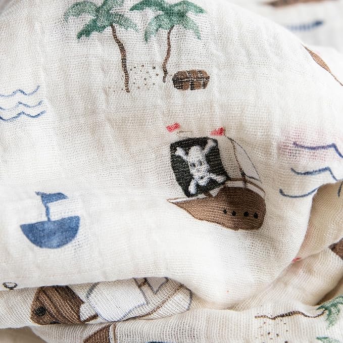 Little Unicorn Muslin Swaddle Blanket for Newborns & Infants | Soft & Breathable Fabric | Set of 3 Baby Blankets for Swaddling, Nursing, Shower Gifts (Shark)
