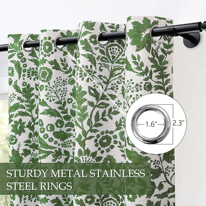 DriftAway Julia Watercolor Blackout Room Darkening Lined Thermal Insulated Energy Saving Window Curtains 2 Layers 2 Panels Each Size 52 Inch by 84 Inch Loden Green