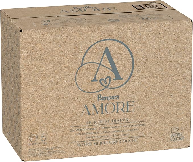 Pampers Amore, Size 5 (20-37 lbs), 132 Count, Our Best Diaper