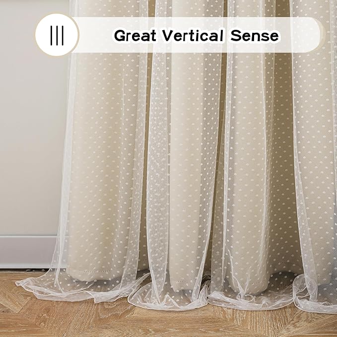 MYSKY HOME Beige Blackout Curtains for Living Room Elegante Modern Cream Double Layer Curtains for Nursery Kids Room, Grommet Tops, 52x95 Inch Each Panel, 2 Panels