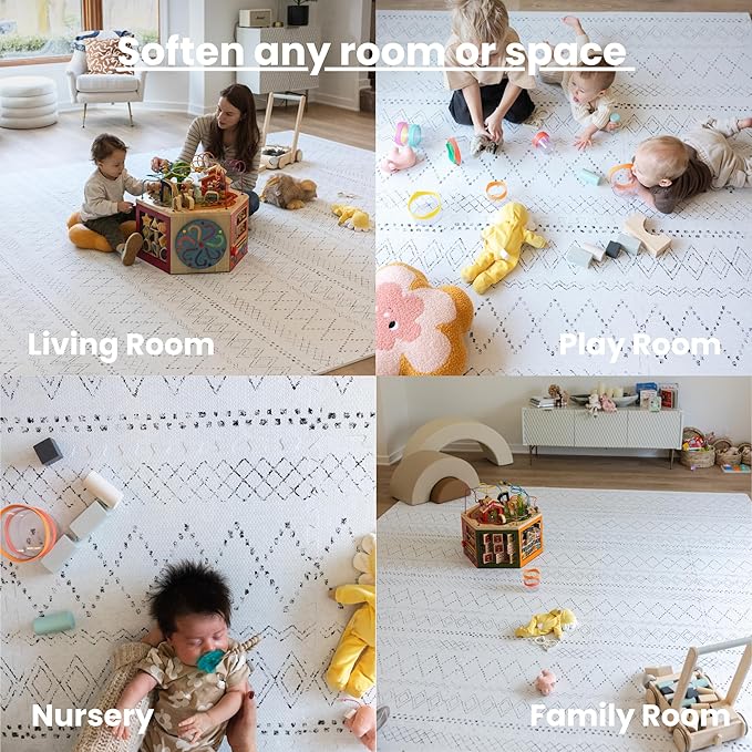 Baby Play Mat for Floor - Boho (4x6ft) - Premium EVA Foam Play Mat for Babies & Toddlers (Ages 0-5+) - Non-Toxic Playmat for Tummy Time, Crawling & Playroom - Stylish & Comfortable