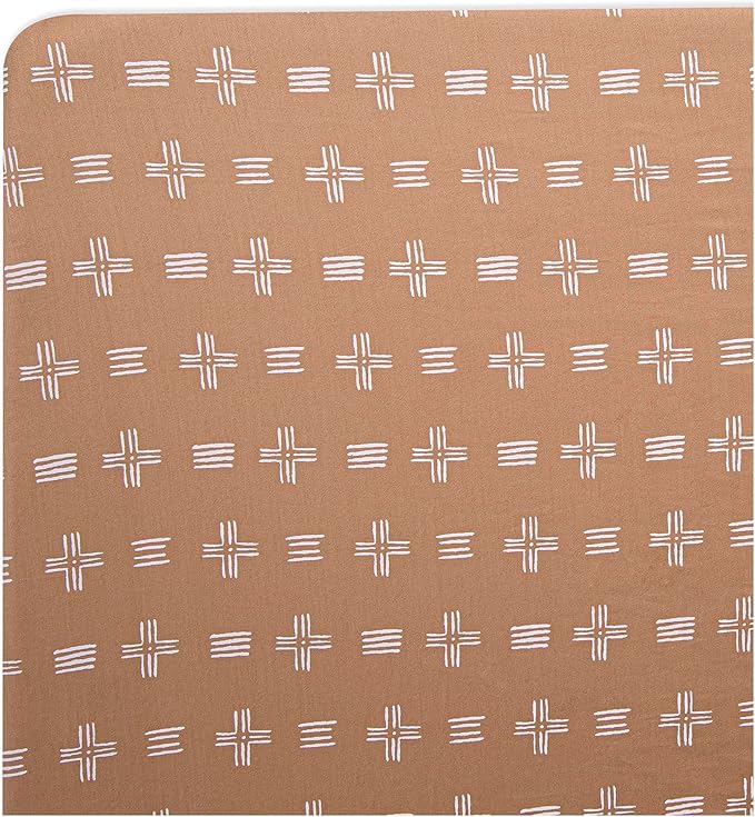 Crane Baby Crib Sheet, Copper Dash Neutral Crib Sheets & Toddler Sheets, 100% Cotton Sateen, 28" x 52", Breathable & Fitted