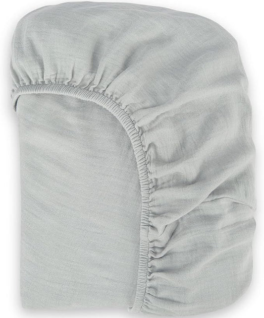 Bioweaves Organic Cotton Muslin Crib Sheet, GOTS Certified Fitted Crib Mattress Sheet, Extra Soft & Breathable for Toddler, Baby Boys & Girls, 52" x 28”, 8 Inch Pocket, Hint of Mint