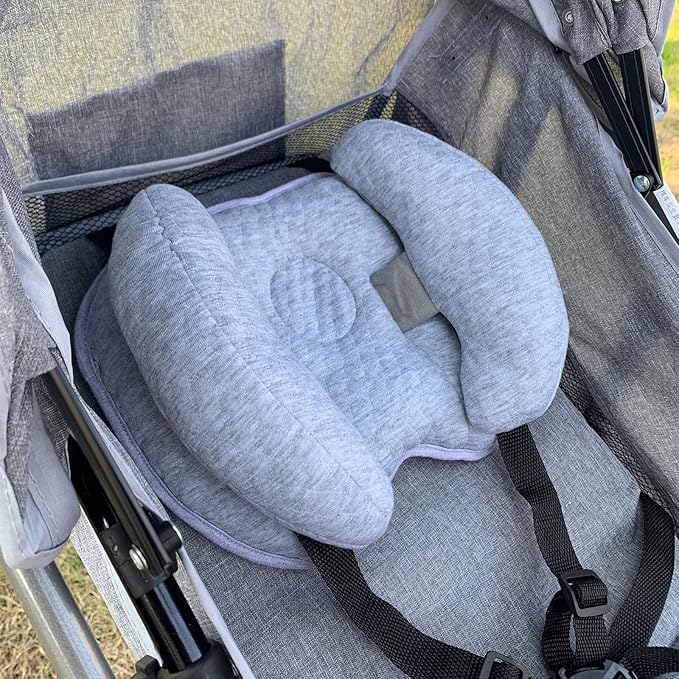 Upgrade 2 in 1 Baby Travel Pillow - Banana Shape Adjustable Baby Neck Head Support Car Seat Insert Pillow for Kids,Headrest Pillows for Cars, Gray