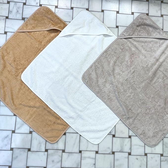 Pine & Palm Home Hooded Baby Towel – Turkish Cotton & Rayon from Bamboo, Soft & Absorbent, Quick-Dry | Neutral Newborn & Toddler Bath Towel | Gift-Ready Bag (Wheat)