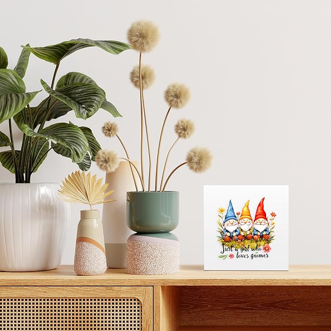 Gnomes Decor Wooden Box Sign Decorative, Home Room Desk Decorations For Teens Teenage Girls Age 8-12, Gnomes Lovers Themed Gifts Stuff Accessories Things Merchandise Items!
