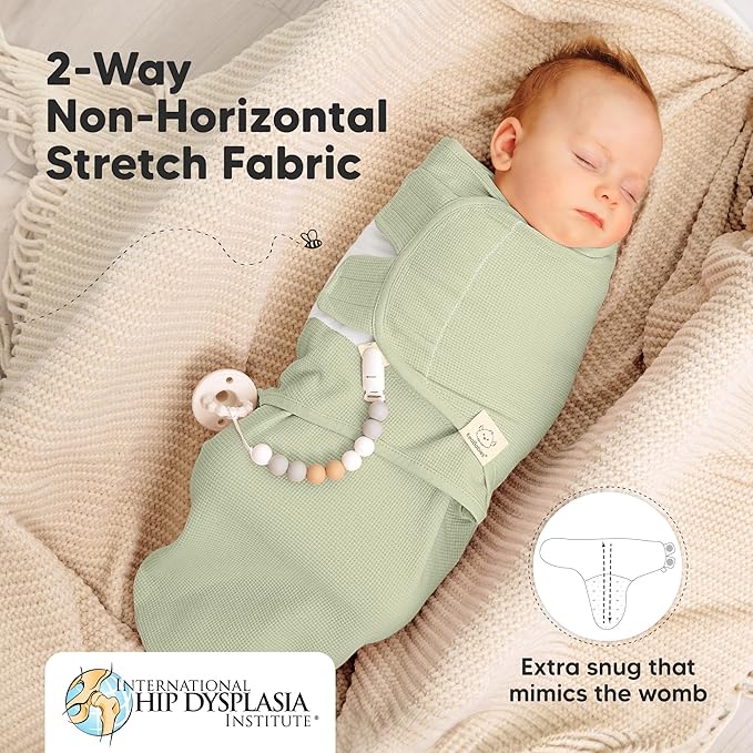 3-Pack Organic Swaddles for Newborns, Baby Sleep Sacks 0-3 Months - Baby Swaddle Wrap, Newborn Wearable Blanket, Infant Sleep Sack for Girls, Boys, Soft & Snug, Large Hook & Loop Closure (Willow)