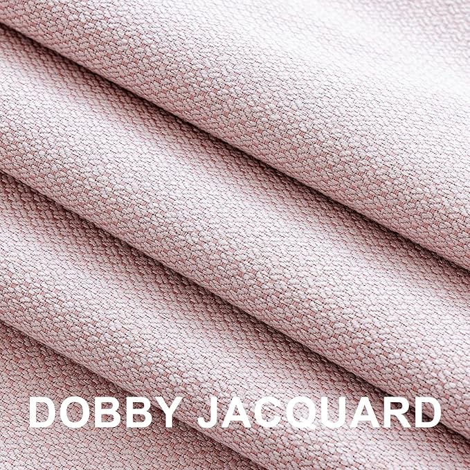 PrinceDeco 100% Blackout Curtains for Bedroom 84 Inches Length 2 Panels Set, Grommet Living Room Drapes, Thermal Insulated Blackout Curtains,Jacquard-Woven,55" W x84 L, Baby Pink