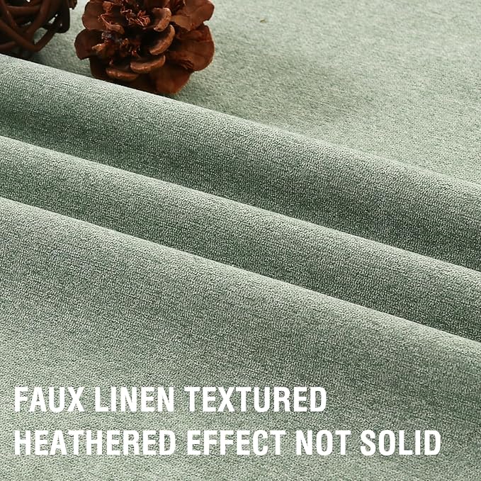 H.VERSAILTEX 100% Blackout Curtains for Bedroom Thermal Insulated Linen Textured Curtains Full Light Blocking Drapes Living Room Curtains 2 Panel Sets, 52x108 Inch, Heather Sea Foam(Not Solid)