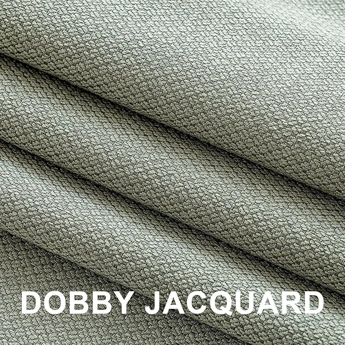 PrinceDeco 100% Blackout Curtains for Bedroom 108 Inches Long, Grommet Living Room Drapes, Thermal Insulated Blackout Curtains 2 Panels Set,Jacquard-Woven,55" W x108 L, Sage