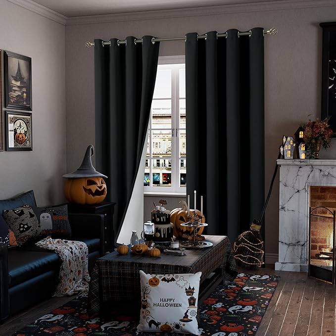 BGment Black Blackout Curtains for Living Room 84 Inch Length 2 Panels Set, Thermal Insulated Bedroom Curtains Soundproof Room Darkening Window Curtain Drapes, Each Grommet Curtains 52 Inch Wide